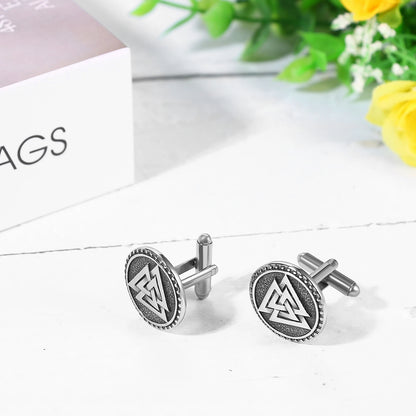 Stainless Steel Cufflinks Nordic Viking Odin Compass