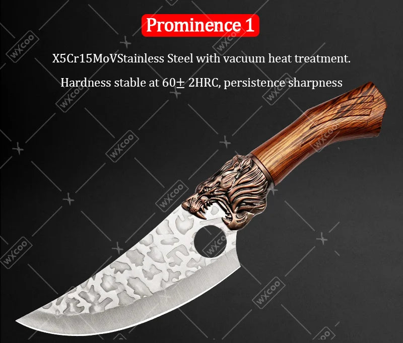 6PCS Professional Kitchen Chef Knife Set Handmade Forged Stainless Steel Meat Cleaver Utility Boning Vegetable Chopper Cutting