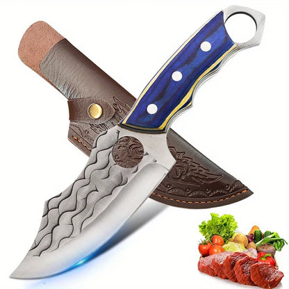 1 PC Stainless Steel Professional Kitchen Knife Handmade Forged Boning and Slicing Cleaver with Wooden Handle