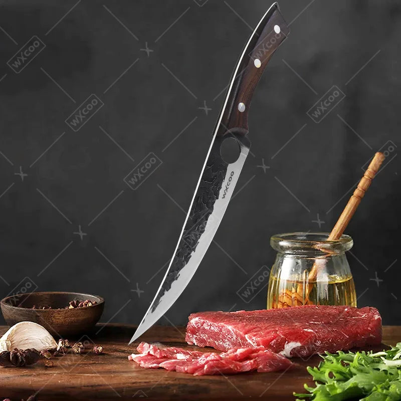 1 PC High Carbon Steel Boning Knife with Sheath Professional Kitchen Knife Multipurpose Fruit Vegetable Meat Fish Cleaver Sharp