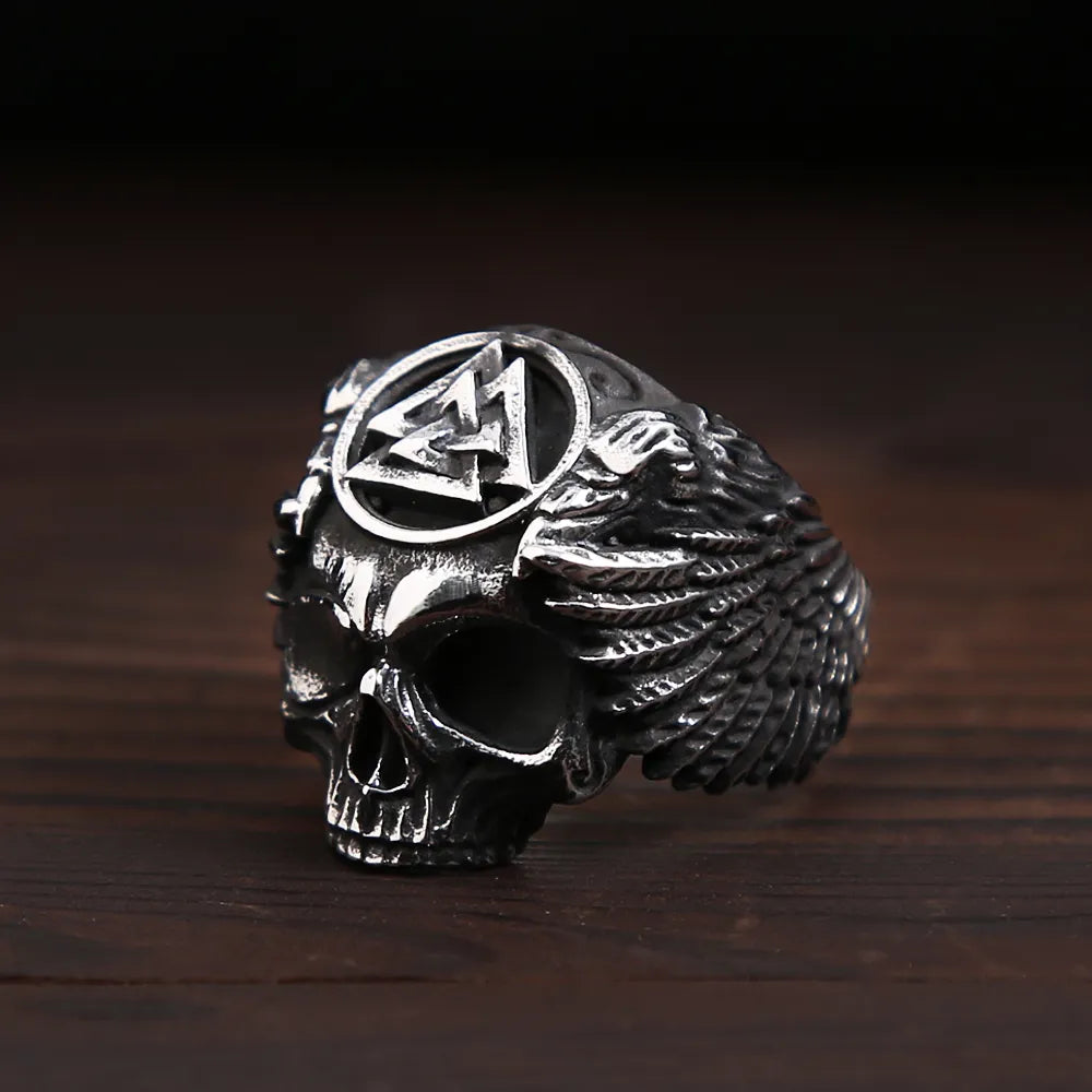 Viking Ring - Valknut Skull