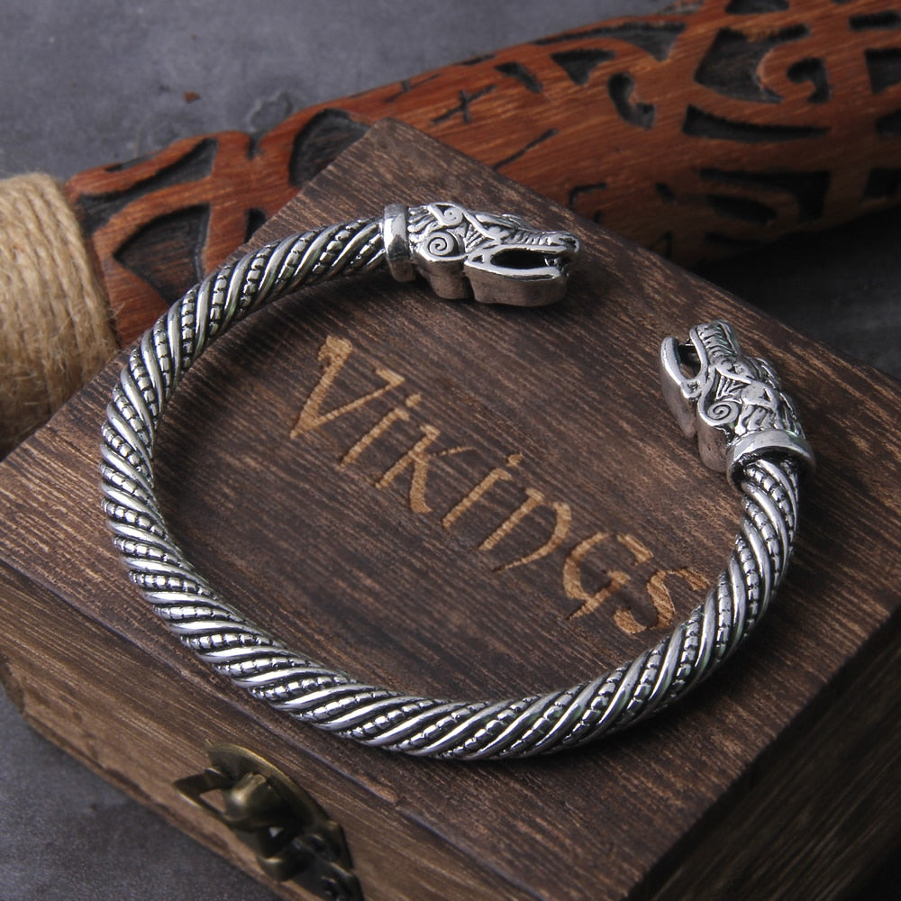 Viking Bracelet - Solid Bronze | Fenrir Wolf Heads Arm Ring – Sons of  Vikings