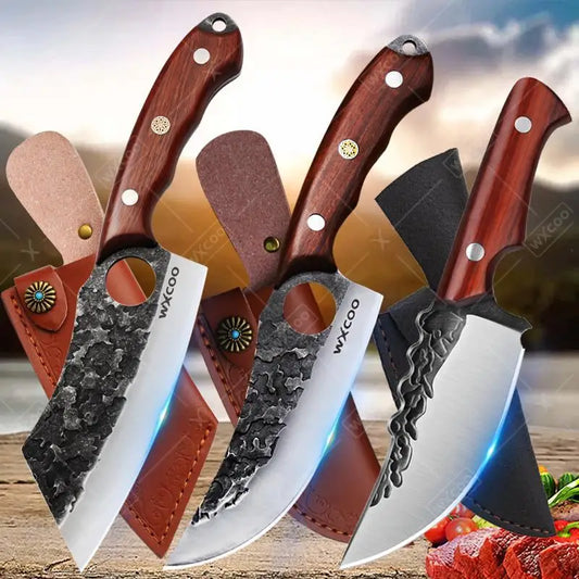 3 PCS Stainless Steel Boning Knife Set Professional High Quality Sharp Handmade Forged Kitchen Utility Cutting Knives