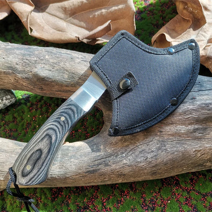 Portable Tactical Stainless Steel Camping Hunting Survival Axe with Colored Wooden Handle - Lightweight Outdoor Defense Tool