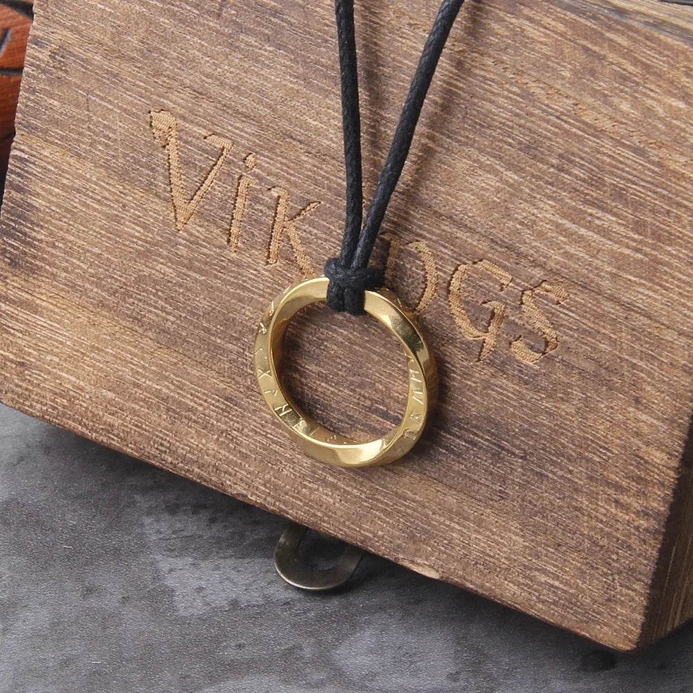 New Viking rune Letter Stainless Steel Pendant Necklace Vintage Style Concentric Ring Men Titanium Steel Necklace Jewelry