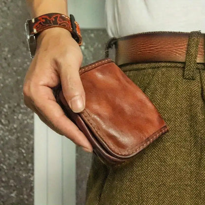 1pc Viking Sporran Retro Style Handcrafted Leather Genuine Cowhid Card Wallet Card Case Pouch Coin Purse Wallet