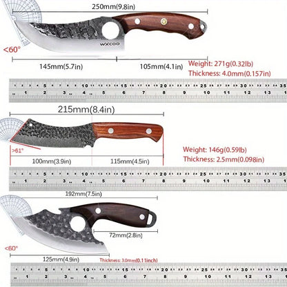 9PCS Professional Kitchen Chef Knife Set Stainless Steel Utility Knife Cutters Mini Knife Butcher Knife Boning Fish Pizza Cheese