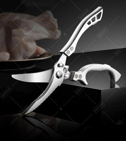 2pcS Kitchen Knife Stainless Steel Handmade Boning Cleaver Butcher Scissors Vegetable Fruit Bone Knife