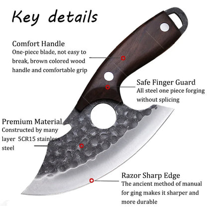 9PCS Professional Kitchen Chef Knife Set Stainless Steel Utility Knife Cutters Mini Knife Butcher Knife Boning Fish Pizza Cheese