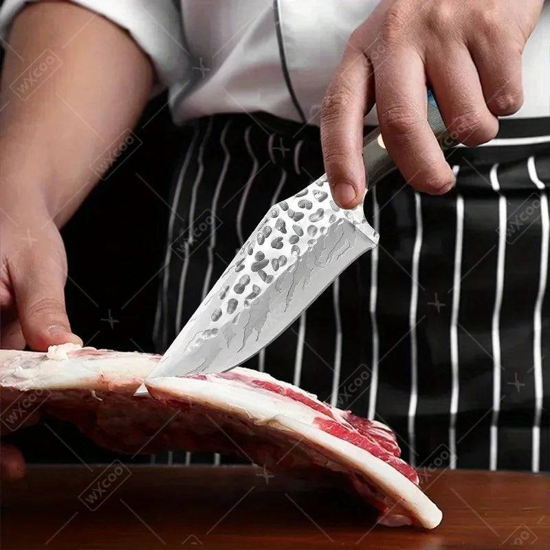 2PCS Stainless Steel Knife Handmade Forged Cleaver Boning Fish Barbecue Camping Outdoor Kitchen Knife