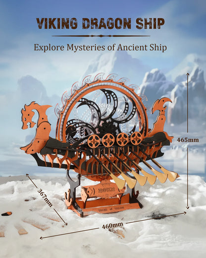 Robotime Rokr Vikingship Moveable Model for Kids Great Present Choice Eco-friendly Wood 3D Wooden Puzzle Dragon-boat Toys