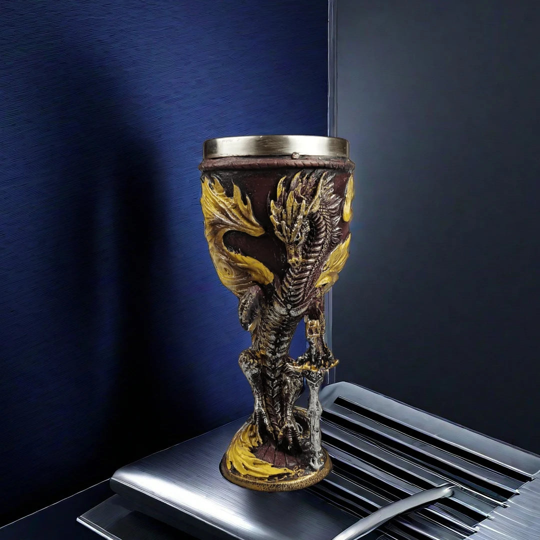 Medieval Dragon Wine Glass Sword Resin Stainless Steel Goblet Chalice Cocktail Glasses Whiskey Cup Champagne Cups Bar Drinkware