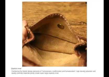 1pc Viking Sporran Retro Style Handcrafted Leather Genuine Cowhid Card Wallet Card Case Pouch Coin Purse Wallet