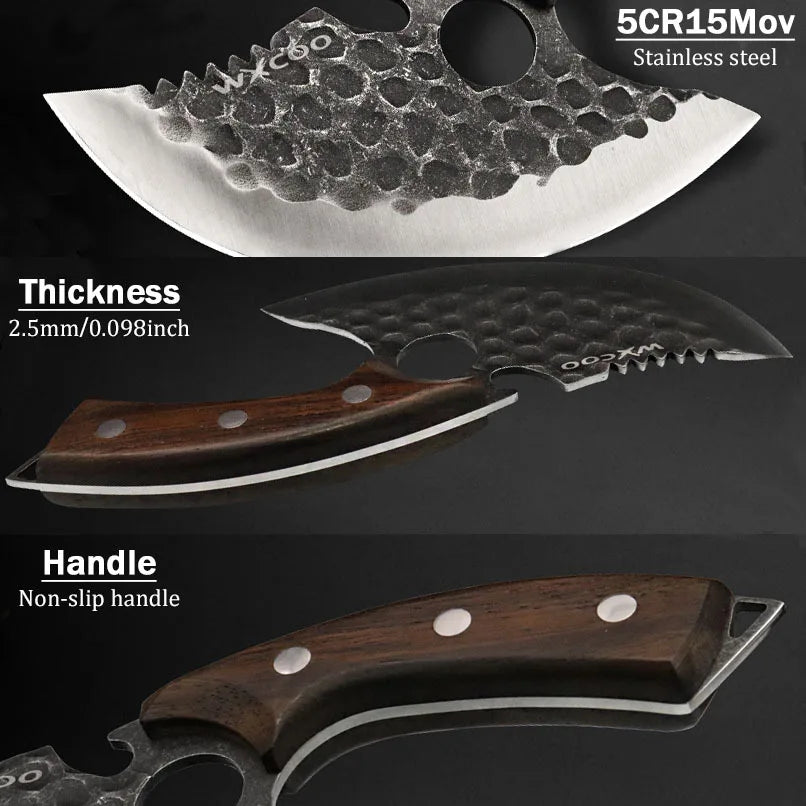 4PCS Stainless Steel Knife Set Handmade Professional High Quality Sharp Multipurpose Kitchenware Forged Mini Cheese Boning Pizza