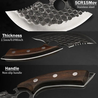 4PCS Stainless Steel Knife Set Handmade Professional High Quality Sharp Multipurpose Kitchenware Forged Mini Cheese Boning Pizza