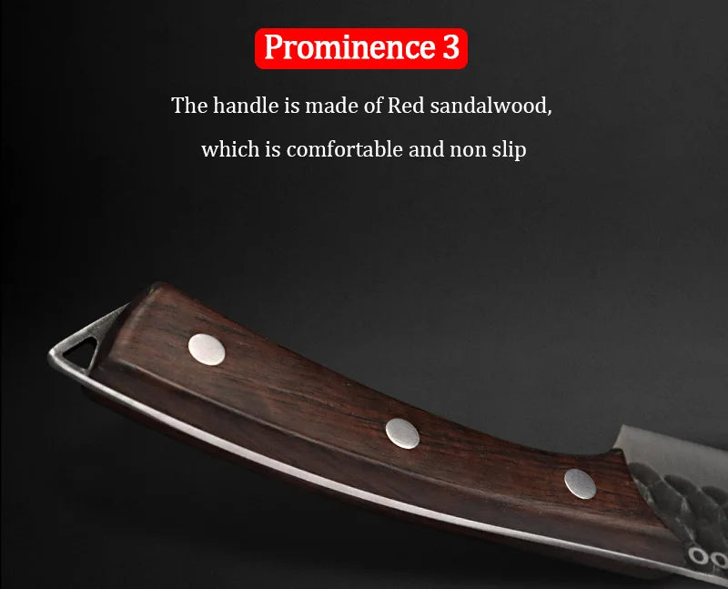 4PCS Stainless Steel Knife Set Professional Meat Cleaver Boning Knife Cutting Knife with Wooden Handle and Covers Multipurpose