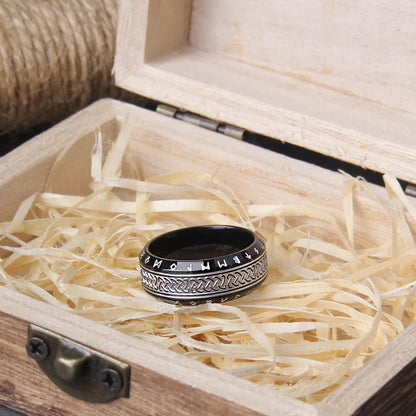Never Fade viking rune cool stainless steel Celtic ring smooth fashion popular north europe gift amulet jewelry with wooden box