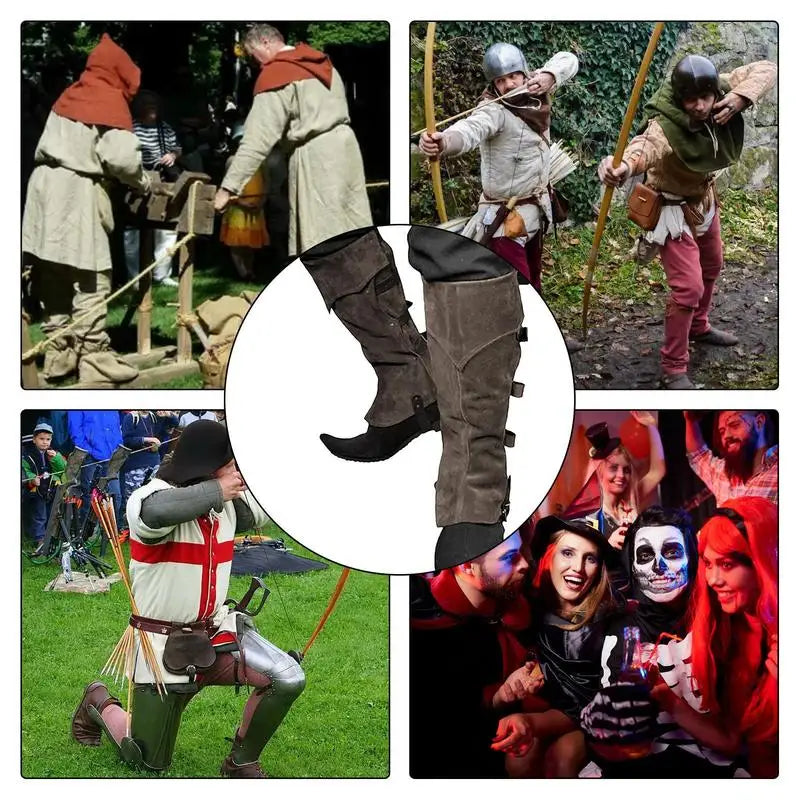 Pirate Boots Covers | Faux Leather Steampunk Boots | Medieval Renaissance Over The Shoe Black Accessories For Men And Women