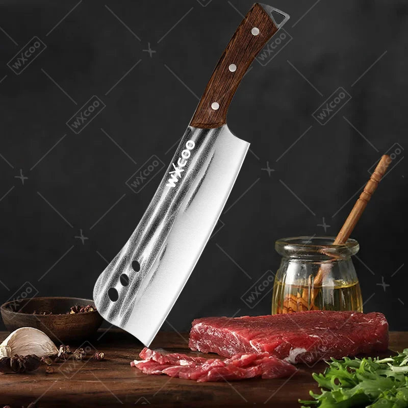 1 PC/3 PCS Stainless Steel Meat Cleaver Sharp Boning Knife Kitchen Utility Knife Handmade Forged Multipurpose Tool Wooden Handle