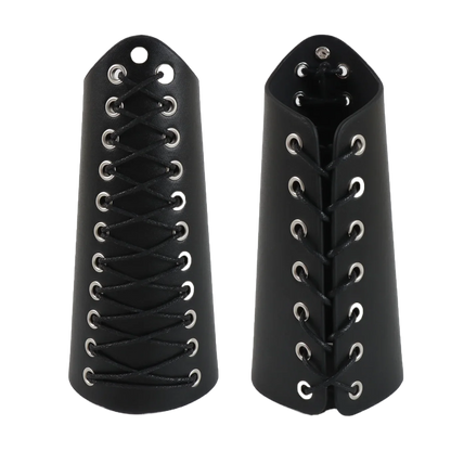 2pcs Black Lace-Up Viking Wristbands PU Leather Medieval Bracer Arm Guards For Renaissance Faire Halloween Cosplay Costume
