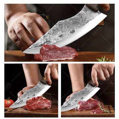 2PCS Professional Kitchen Chef Knife Set Forged Stainless Steel Boning Knife Multipurpose Butcher Knife Cooking Knife Cleaver