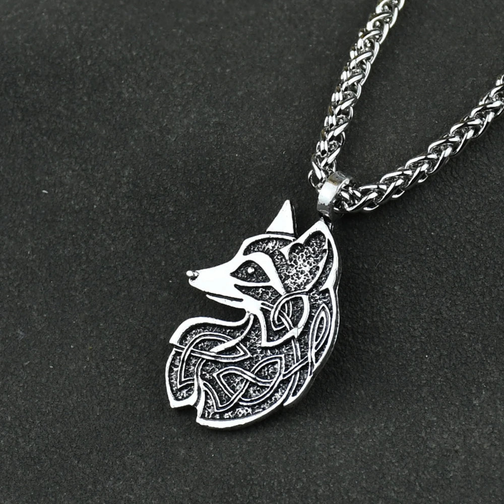 1pcs Men's Necklace Viking Fox Wolf Fenrir Pendant Necklace Celtwolf Amulet jewelry Dropshipping