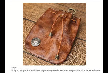 1pc viking sporran mini Soft Retro style Handcrafted Genuine Cowhide Change Holder Pouch Coin Purse Keychain for men and women