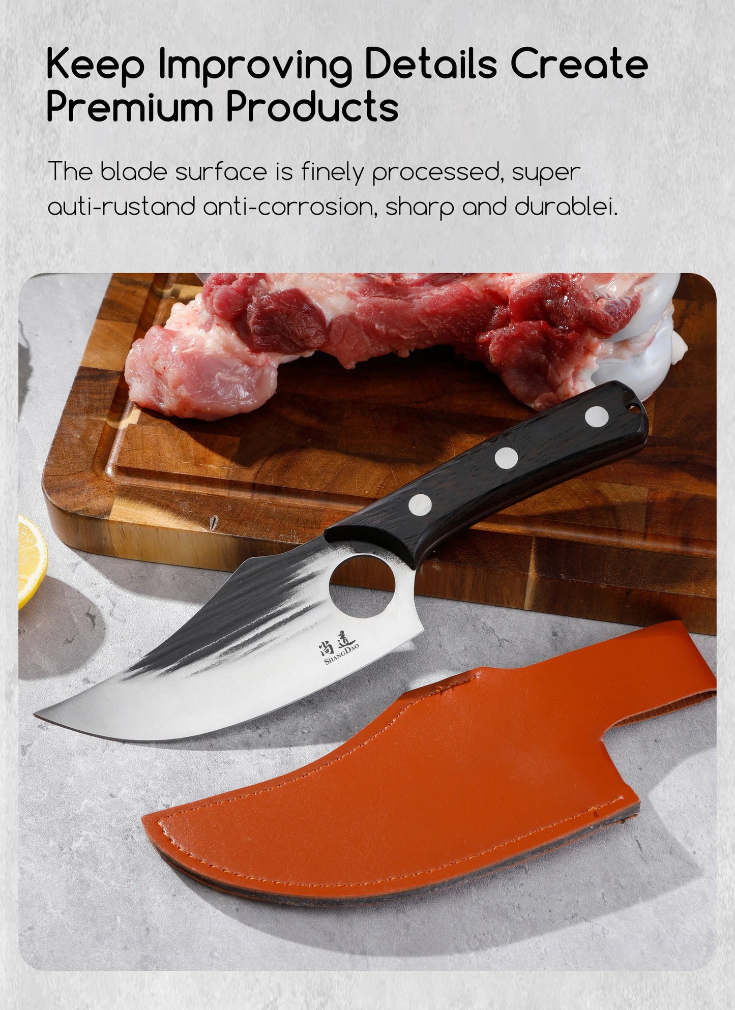 SHANGDAO Boning Knives 6 ″ Viking Boning Knife for Meat Cutting, High Quality Stainless Steel Hand Forged Blade & Wood Handle