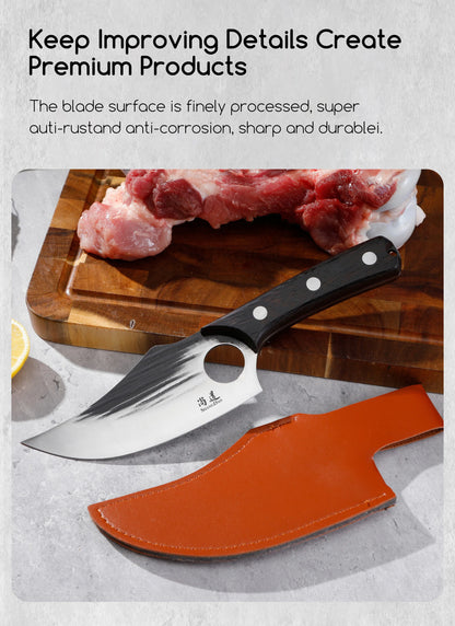 SHANGDAO Boning Knives 6 ″ Viking Boning Knife for Meat Cutting, High Quality Stainless Steel Hand Forged Blade & Wood Handle