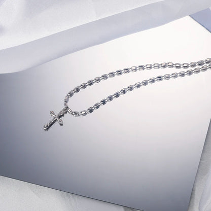 Real Pure 925 Sterling Silver Simple Cross Pendant Necklaces for Men and Women Couples Viking Christian Jewelry Ships from USA