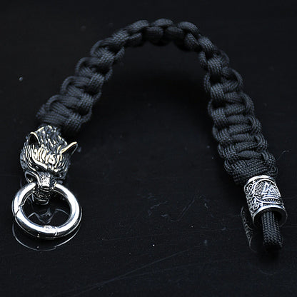 Stainless Steel Celts Wolf Bracelets Norse Vikings Runes Paracord Jewelry