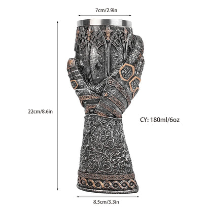 Nordic Mythology Wine Glass Armoured Glove Chalice Resin Stainless Steel Goblet Cocktail Glasses Whiskey Cup Pub Bar Drinkware