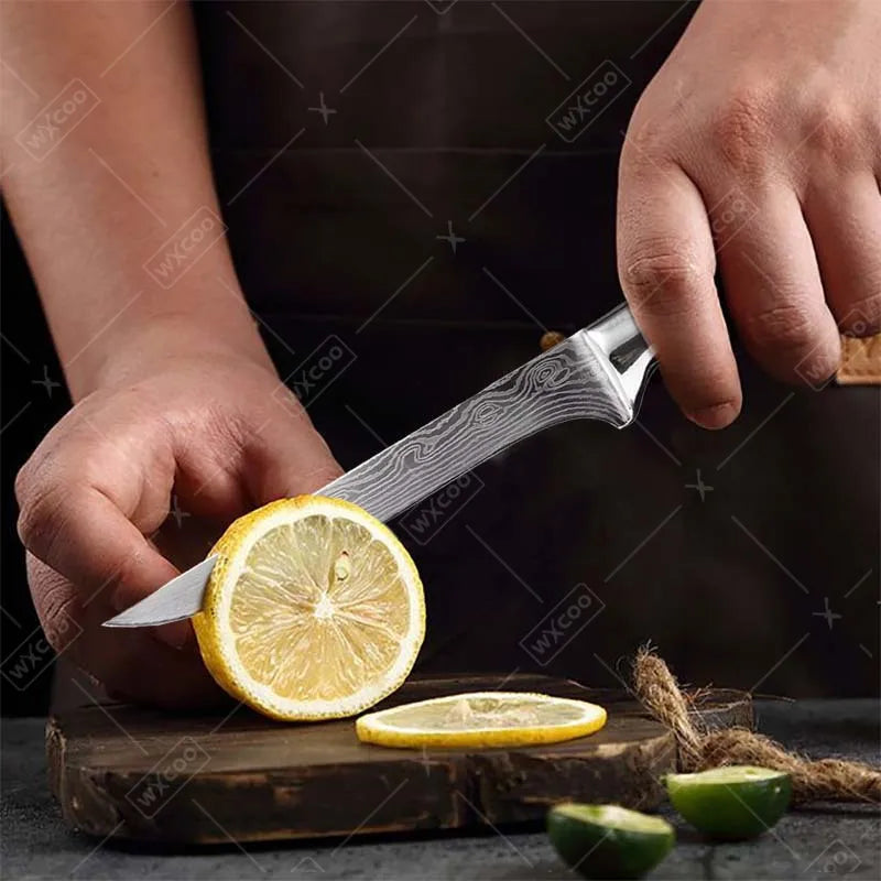 9 Pcs Kitchen Chef Knife Set High Carbon Stainless Steel Damascus Chef Knife Boning Knife Cleaver Santoku Slicer Vegetable