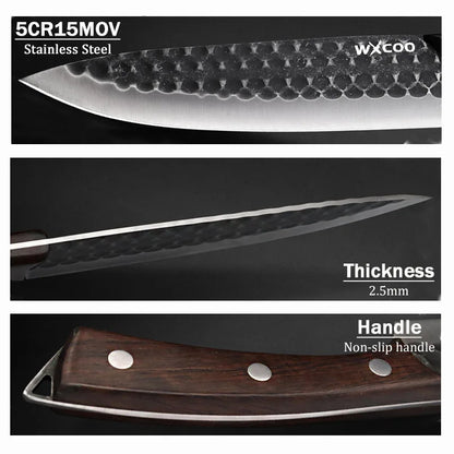 3 Pcs Stainless Steel Chef Knife Set Hand Forged Kitchen Cutters Boning Slicing Butcher Utility Paring Cleavers
