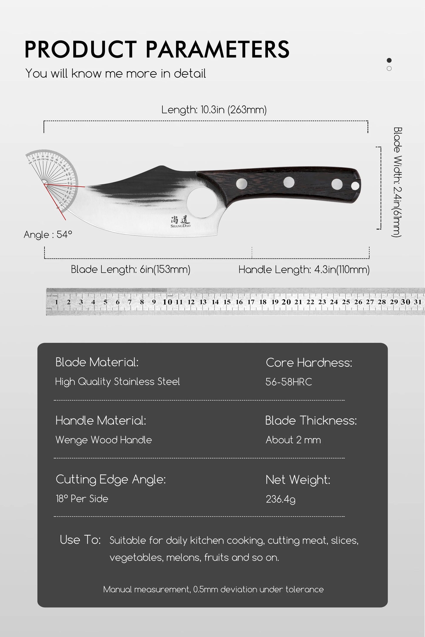 SHANGDAO Boning Knives 6 ″ Viking Boning Knife for Meat Cutting, High Quality Stainless Steel Hand Forged Blade & Wood Handle