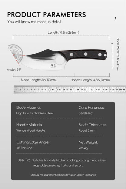 SHANGDAO Boning Knives 6 ″ Viking Boning Knife for Meat Cutting, High Quality Stainless Steel Hand Forged Blade & Wood Handle