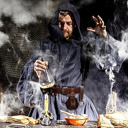 5-Piece Medieval Viking Artificial Leather Belt Set with Potion Bottle, Fashionable Scandinavian Portable Coin Purse, Skirt Mountaineering Waist Bag Accessories, Suitable for Thanksgiving, Christmas, Halloween Holiday Clothin