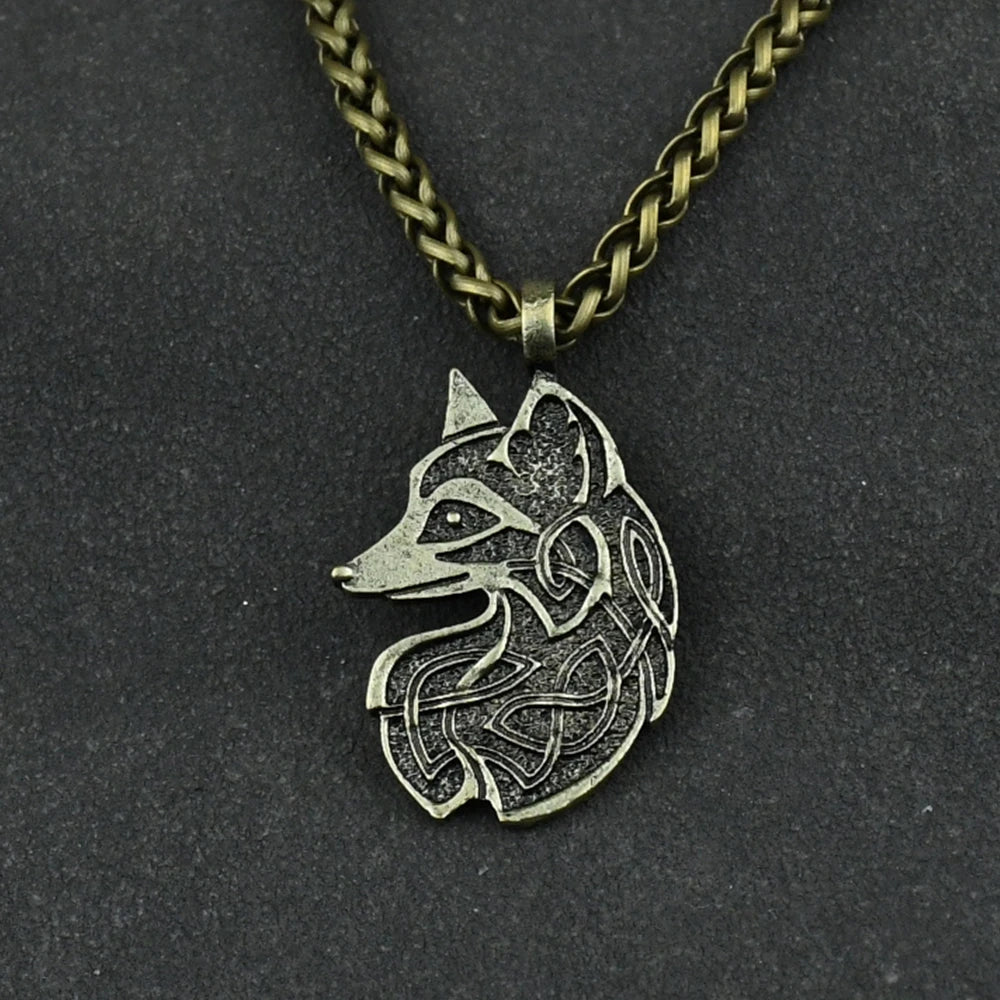 1pcs Men's Necklace Viking Fox Wolf Fenrir Pendant Necklace Celtwolf Amulet jewelry Dropshipping