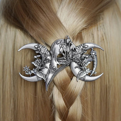 4PCS Witch Viking Norse celtic raven skull Barrette Hairpin Gothic Hair Accessory