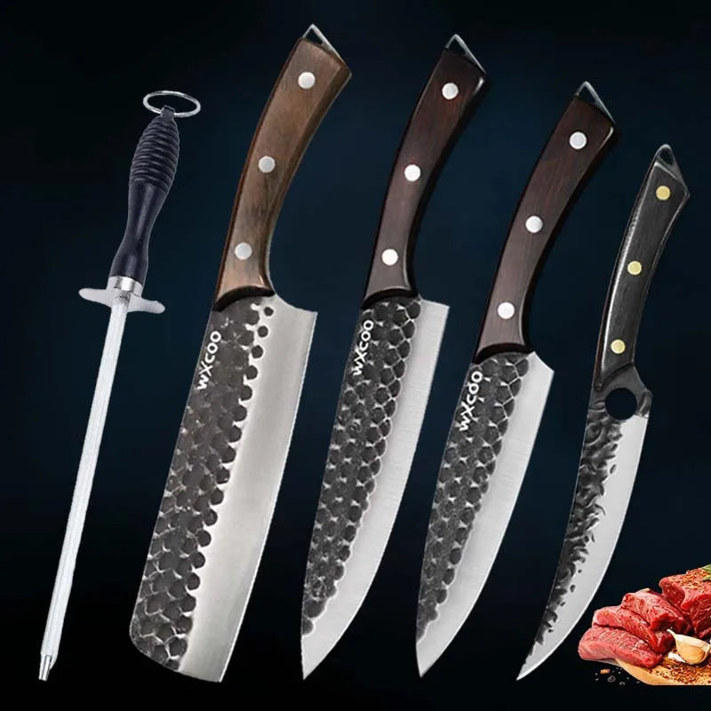3PCS/4PCS/5PCS/6PCS Professional Utility Knife High Quality Stainless Steel Chef Knife Set Handmade Boning Knife Sharp Meat