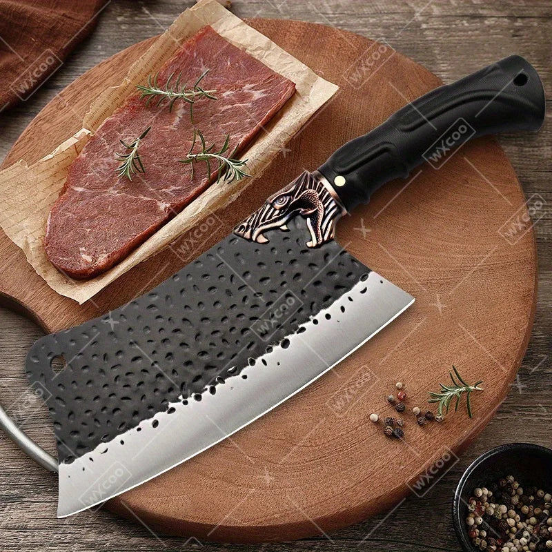 8PCS Professional Kitchen Chef Knife Set Forged Stainless Steel Utility Boning Vegetable Fish Cutting Butcher Scissor for Meat