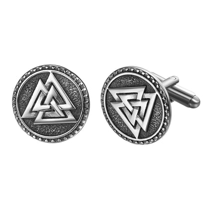 Stainless Steel Cufflinks Nordic Viking Odin Compass