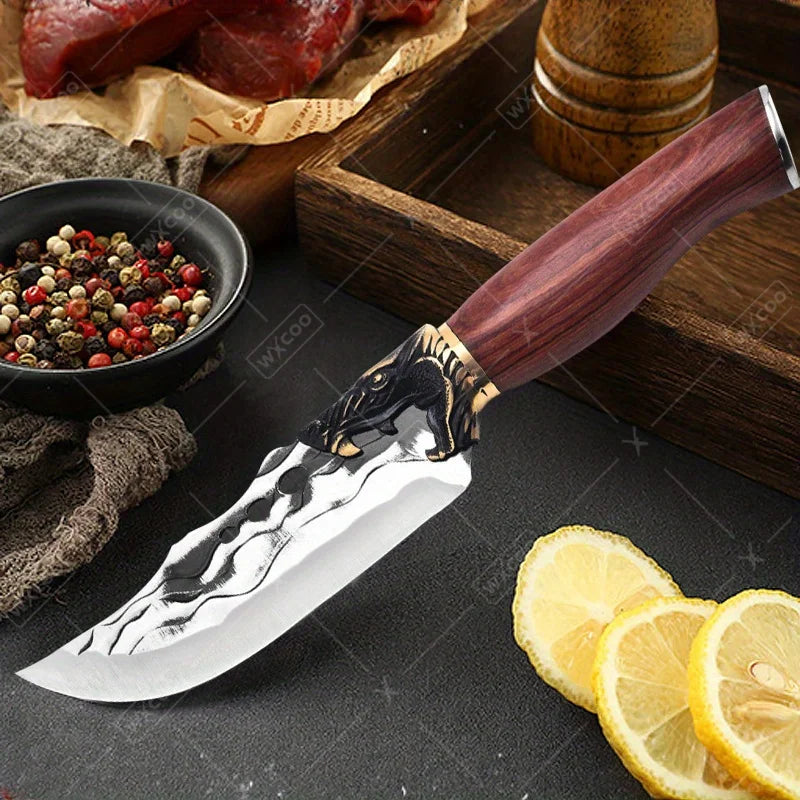 2PCS Professional Kitchen Chef Knife Set Forged Stainless Steel Boning Knife Multipurpose Butcher Knife Cooking Knife Cleaver