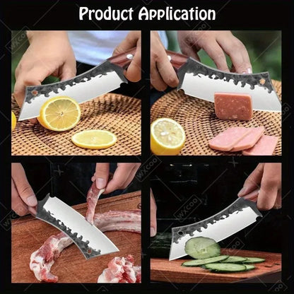 3 PCS Stainless Steel Kitchen Chef Knife Set Hand Forged Multipurpose Boning Knife Mini Utility Slicing Cooking Butcher Fruit