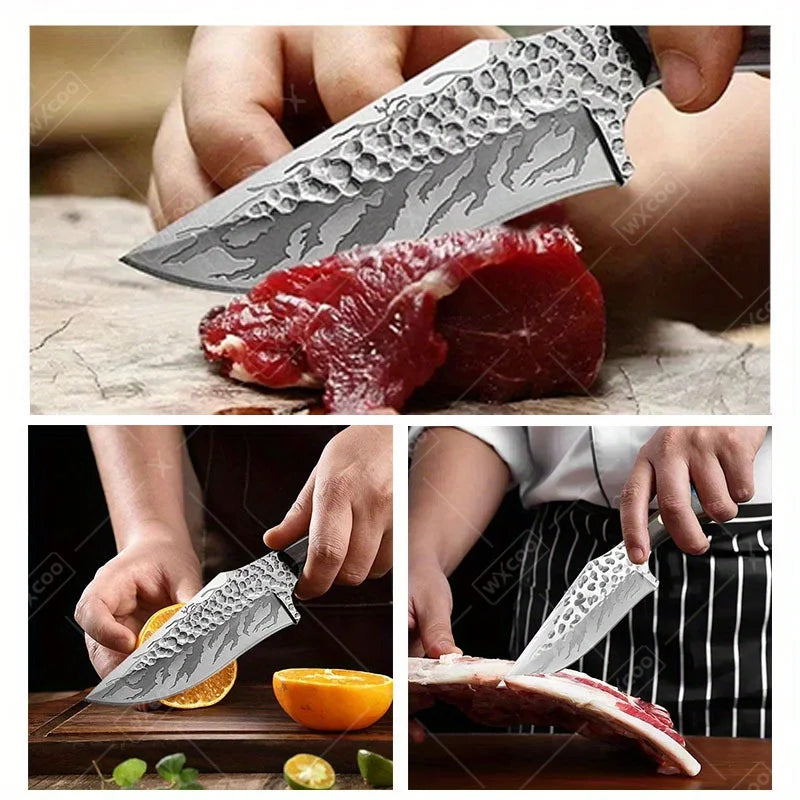 2PCS Stainless Steel Knife Handmade Forged Cleaver Boning Fish Barbecue Camping Outdoor Kitchen Knife
