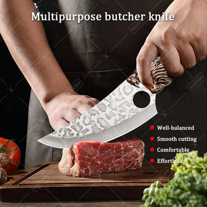 6PCS Professional Kitchen Chef Knife Set Stainless Steel Boning Knife Forged Butcher Knife Utility Knife Vegetable Chopper Meat
