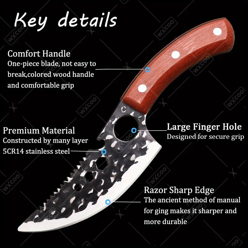 1 PC Stainless Steel Boning Knife Professional Kitchen Utility Knife Multipurpose Handmade Forged Cutting Knife With Sheath For