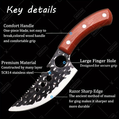 1 PC Stainless Steel Boning Knife Professional Kitchen Utility Knife Multipurpose Handmade Forged Cutting Knife With Sheath For