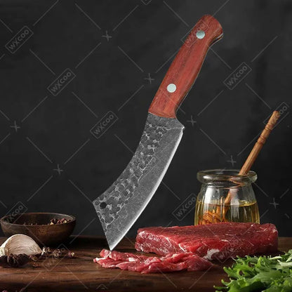 1PC Forging Boning Knife Stainless Steel Small Pocket Knife Barbecue Cleaver Outdoor Meat Cooking Wood Handle