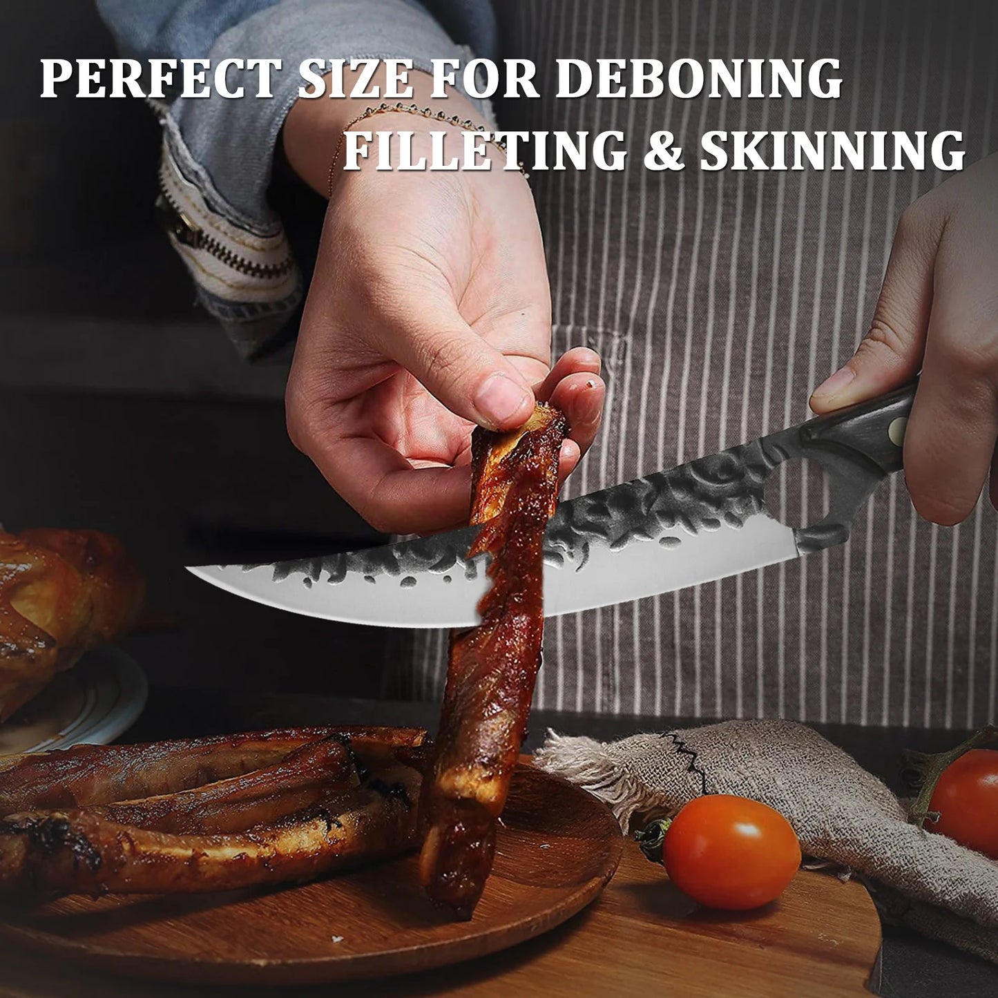 3Pcs Multipurpose Mini Knife Set Stainless Steel Pocket Knife High Carbon Chef Knife with Laser Damascus Pattern